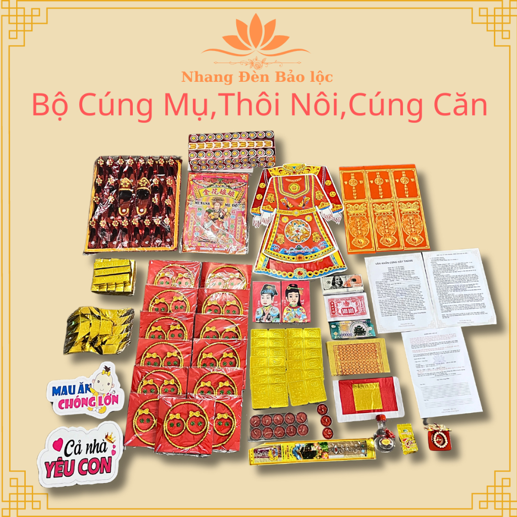 COMBO Đồ Cúng Mụ CHUẨN 2025 Hài Đẹp,Cúng Đầy Tháng,Thôi Nôi ,Cúng Căn, Bé Trai- Bé Gái Kèm Bài Khấn