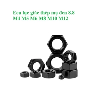 50 cái Ecu lục giác thép mạ đen M4-M16 cấp bền 8.8 M4-M16