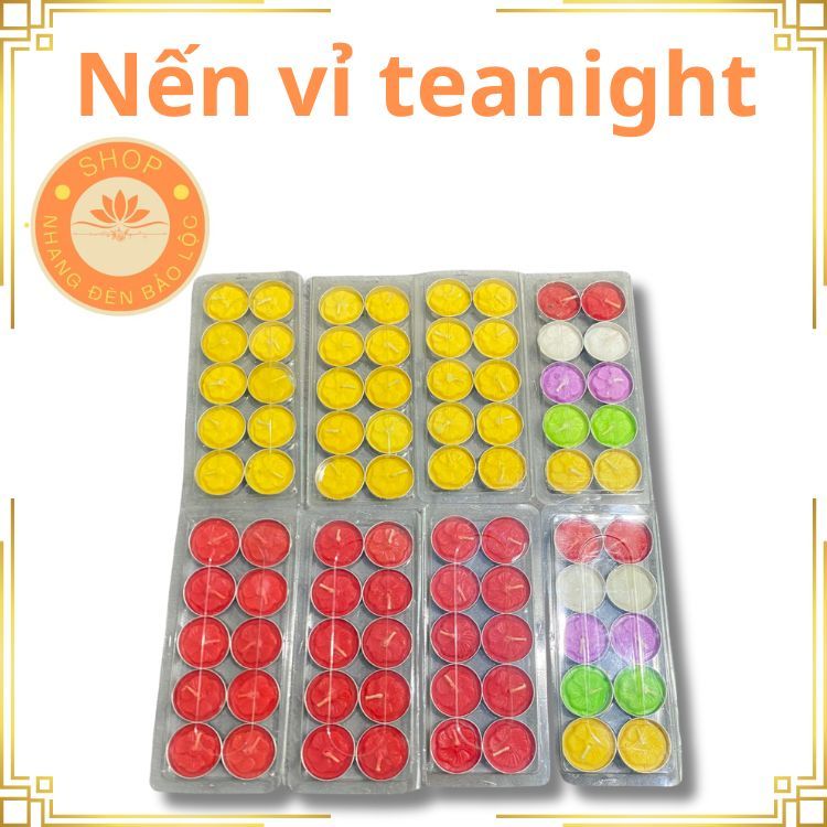 Nến vỉ teanight nhiều mầu 10 nến-Nhang Đèn Bảo Lộc
