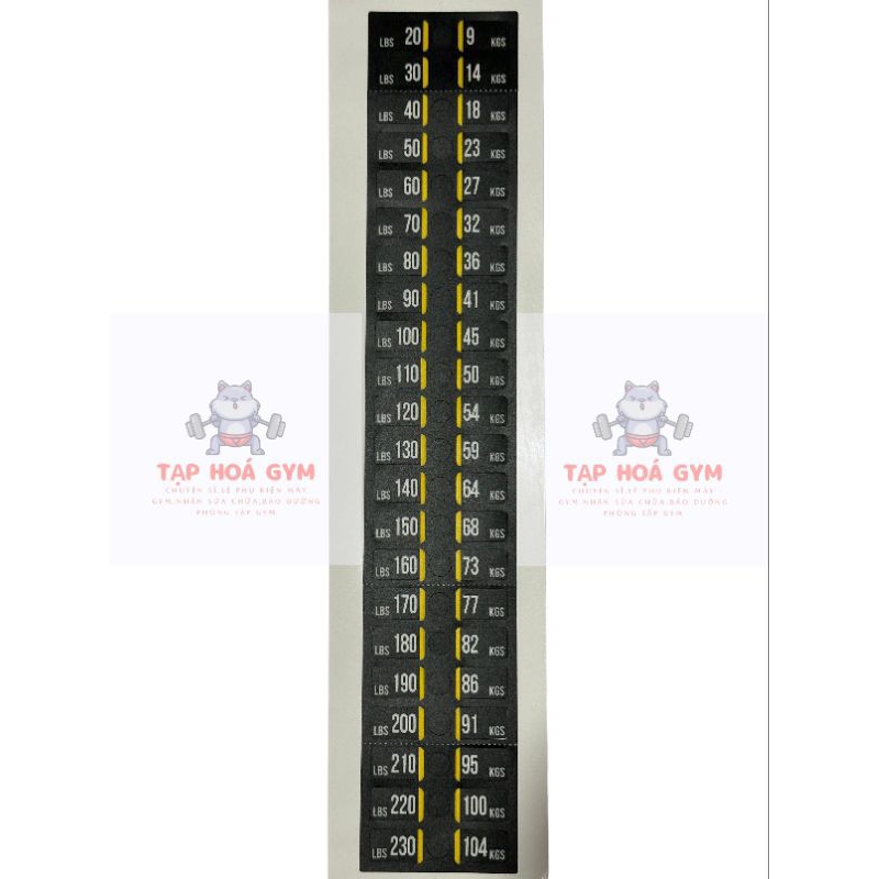 Tem dán tạ khối - Decal dán khối lượng tạ cho máy tập Gym (5kg - 150kg)
