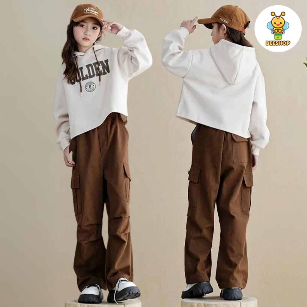 Set áo Golden kèm quần túi hộp cho bé gái size đại BEESHOP D25013