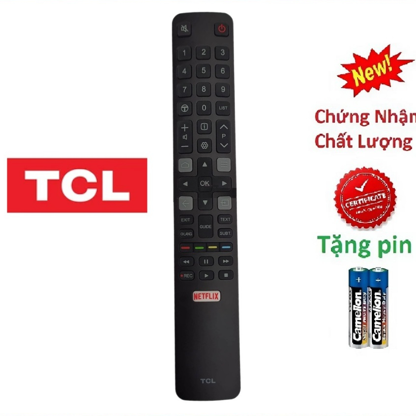 tay điều khiển remote từ xa tivi TCL dài dẹt hàng tốt-kèm pin-tay đầu bấm tivi TCL dài dẹt hàng tốt