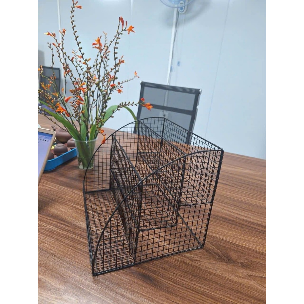 Kệ sách decor sơn tĩnh điện, giá đựng sách cao cấp, Kệ Sách Sắt Lưới Để Bàn Đa Năng