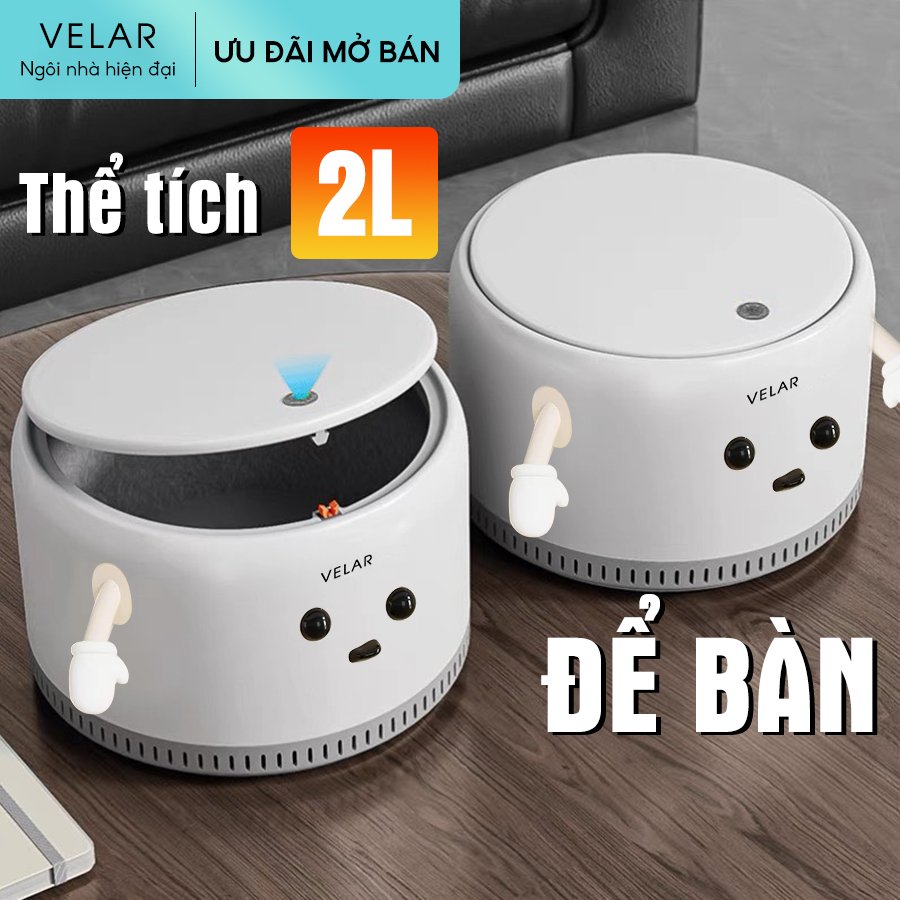Thùng rác mini Velar để bàn tự căng túi rác có nắp phòng khách phòng ...