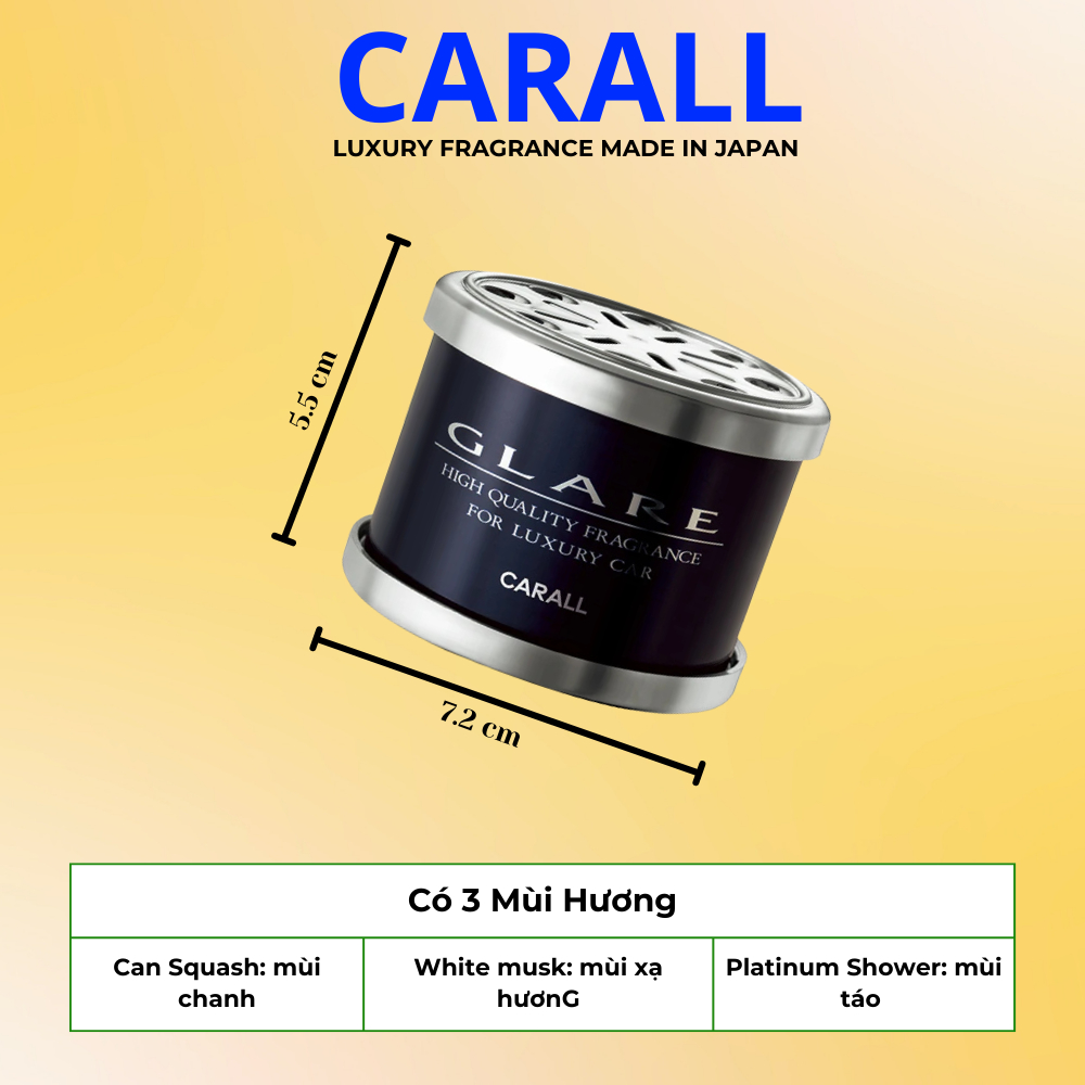 Nước Hoa Ô Tô CARALL - Sáp Thơm Ô Tô Cao Cấp Mùi Chanh/ Hoa Nhài/ Táo - GLARE 60G
