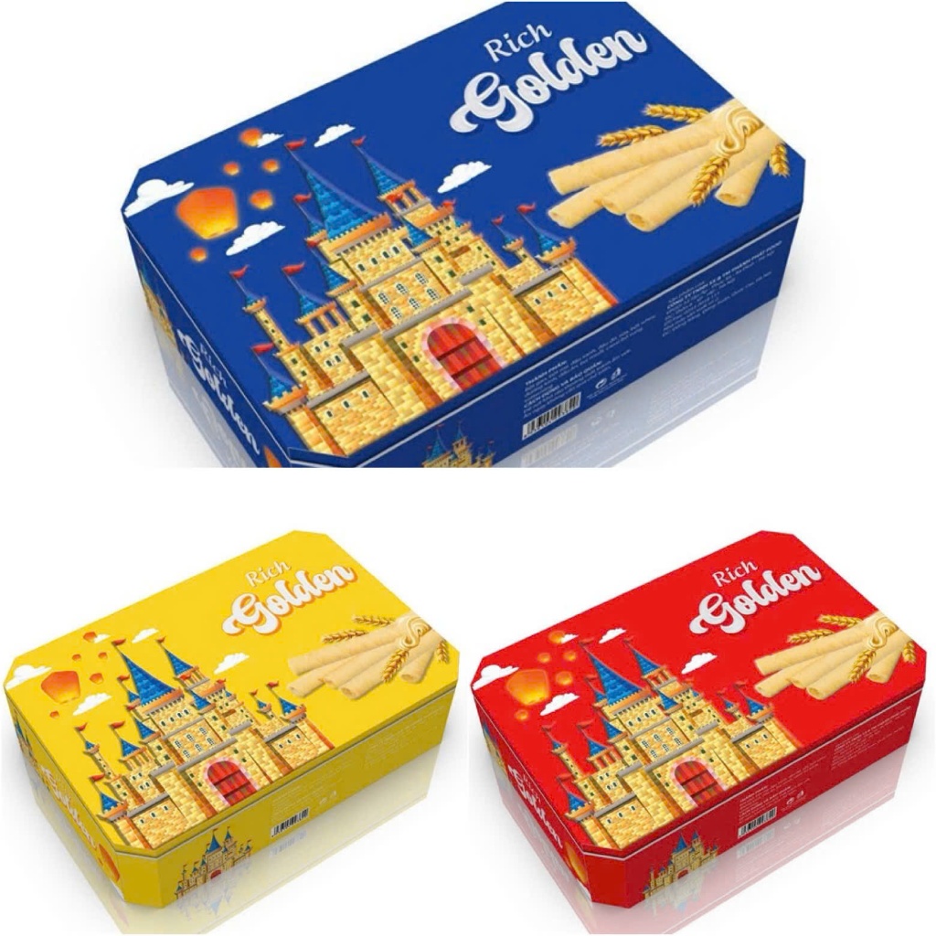 Bánh ống hộp họa tiết lâu đài Rich Golden 400gr | Shopee Việt Nam