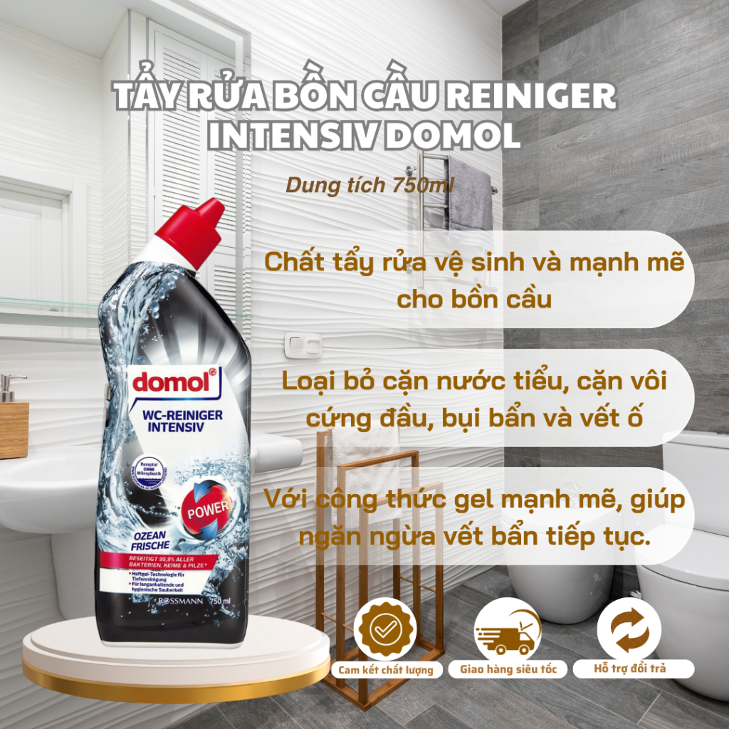 Dung Dịch Tẩy Rửa Bồn Cầu Domol Đức 750ml Làm Sạch Mảng Bám Cứng Đầu, Khử Mùi - Hàng Đức