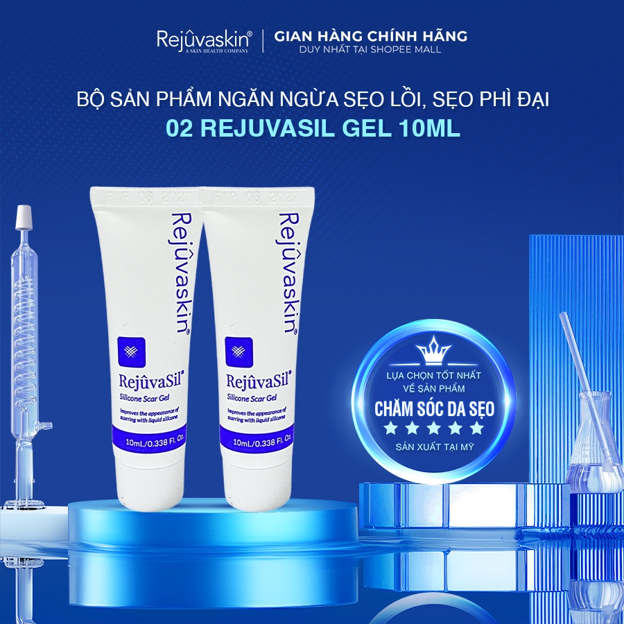 Ảnh Combo Gel ngăn ngừa sẹo và làm xẹp sẹo lồi, sẹo phì đại REJUVASKIN Rejuvasil 10ml/tuyp 1