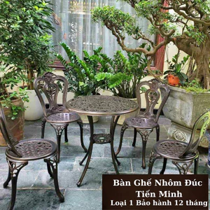 Bàn Ghế Nhôm Đúc Nhập Khẩu Hoạ Tiết Hoa Lan TM12