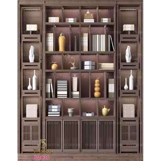 Phông Nền Livestream,Decor, chụp ảnh 3D/5D hoạ tiết tủ kệ sách sang trọng dán phòng làm việc