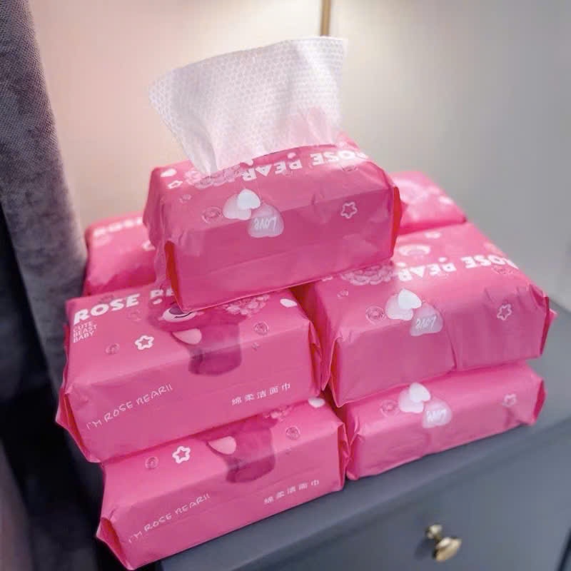 Khăn lau dùng 1 lần Gấu Dâu Rose Bear lau khô,lau ướt,  KHĂN MẶT KHÔ GẤU DÂU - MÃ: KHANKHODANANG54