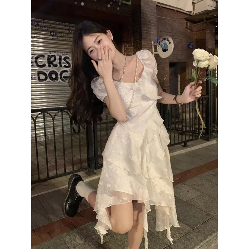 Đầm dự tiệc thiết kế tay bồng chiết eo tùng xoè phá cách tua rua cách điệu - [TLV13]  MeMe Boutique