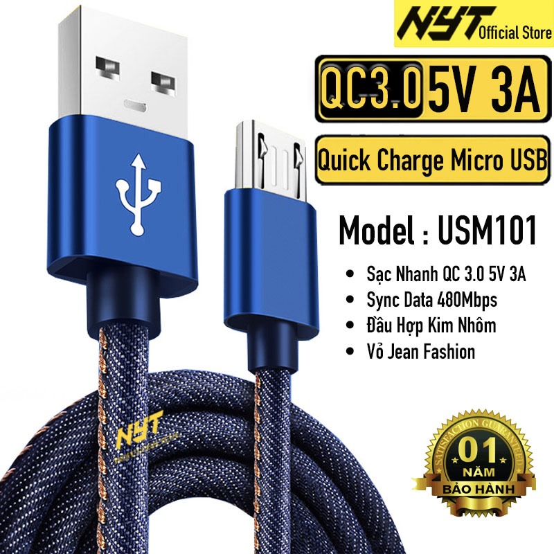 Cáp Sạc Micro USB Hỗ Trợ Sạc Nhanh 3A QC 3.0 USM101 NYT Chính Hãng ...
