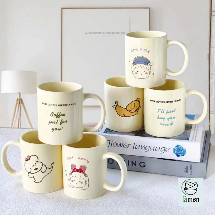 [ Bảo Hành Bể Vỡ ] Cốc Sứ Uống Nước, Uống Sữa, Decor In Hình Dễ Thương CSU015