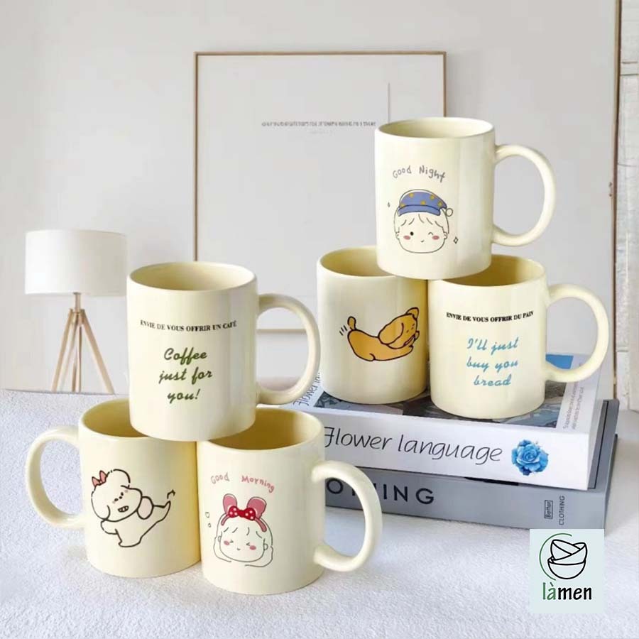 [ Bảo Hành Bể Vỡ ] Cốc Sứ Uống Nước, Uống Sữa, Decor In Hình Dễ Thương CSU015