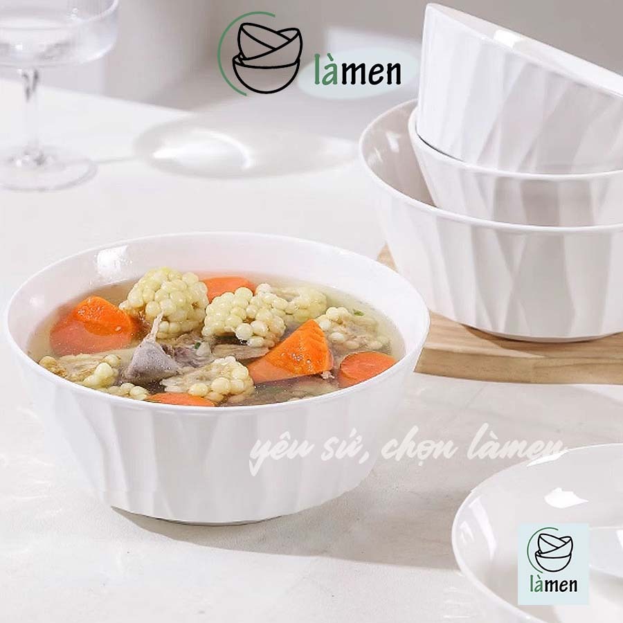 [ Bảo Hành Bể Vỡ ] Bát Tô Sứ Cao Cấp, Thiết Kế Vân Sọc, Dùng Để Đựng Canh SET010