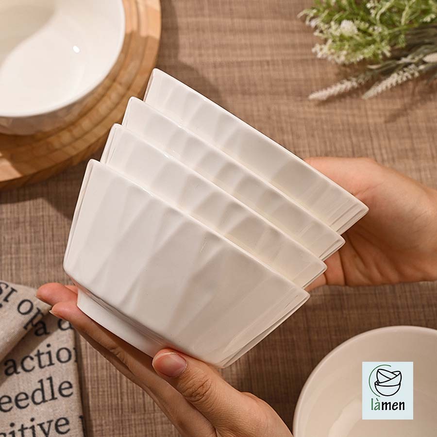[ Bảo Hành Bể Vỡ ] Bát Tô Sứ Cao Cấp, Thiết Kế Vân Sọc, Dùng Để Đựng Canh SET010