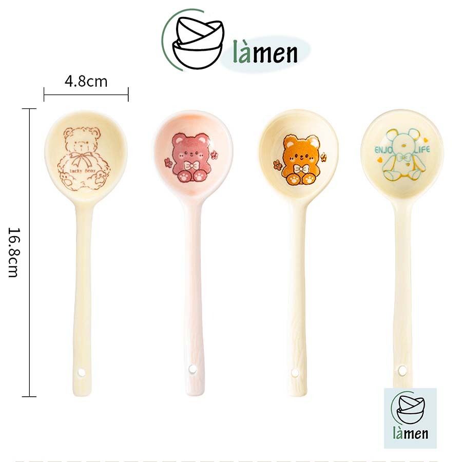 [ Bảo Hành Bể Vỡ ]Thìa Sứ Cao Cấp, Muỗng sứ Ăn Cơm In Hình Dễ Thương THIA004