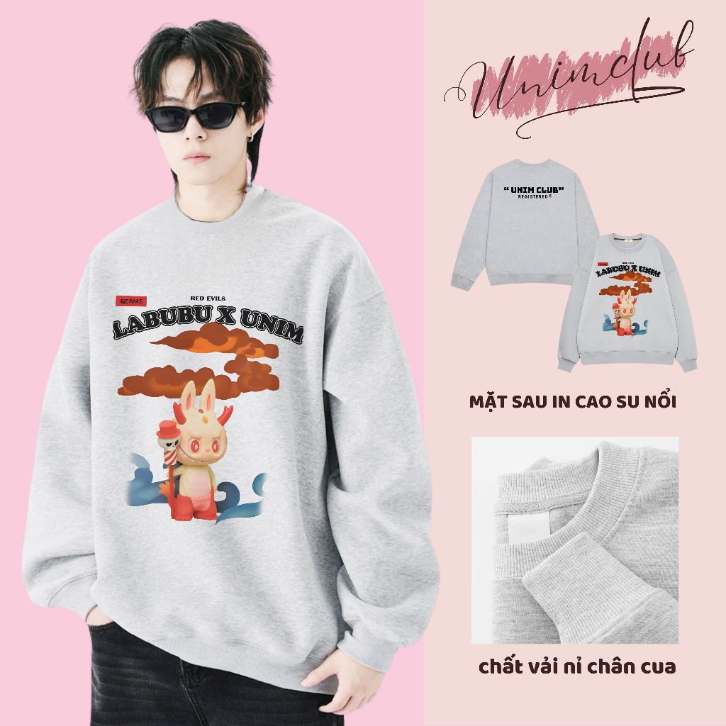 [ Nỉ Chân Cua ] Ao Sweater Labubu RED EVIL Quỷ Lửa IN 6D Monsters Hottrend Form Unisex Vải Nỉ Chân Cua 350 Gsm - S05
