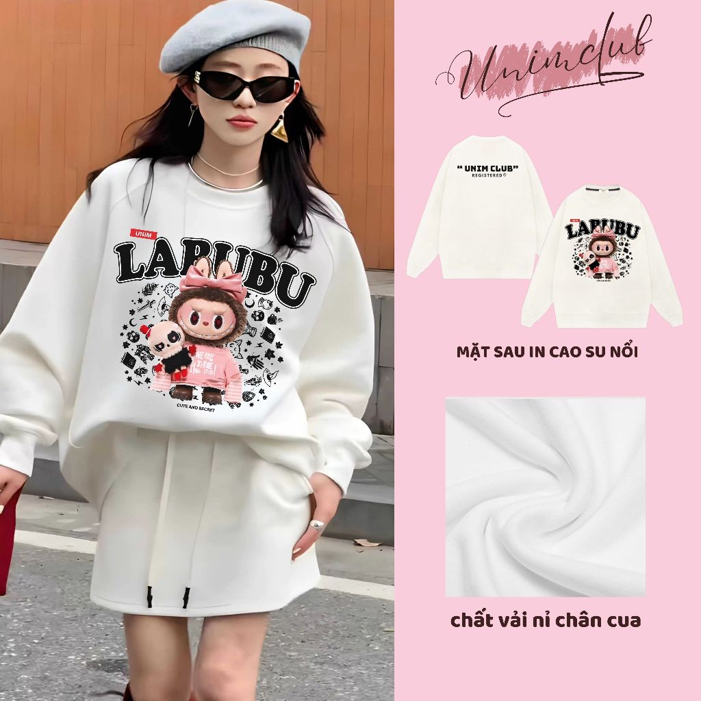[ Nỉ Chân Cua] Ao Sweater Labubu THE WITCH IN 6D Monsters Hottrend Form Unisex Vải Nỉ Chân Cua 350 Gsm - S03
