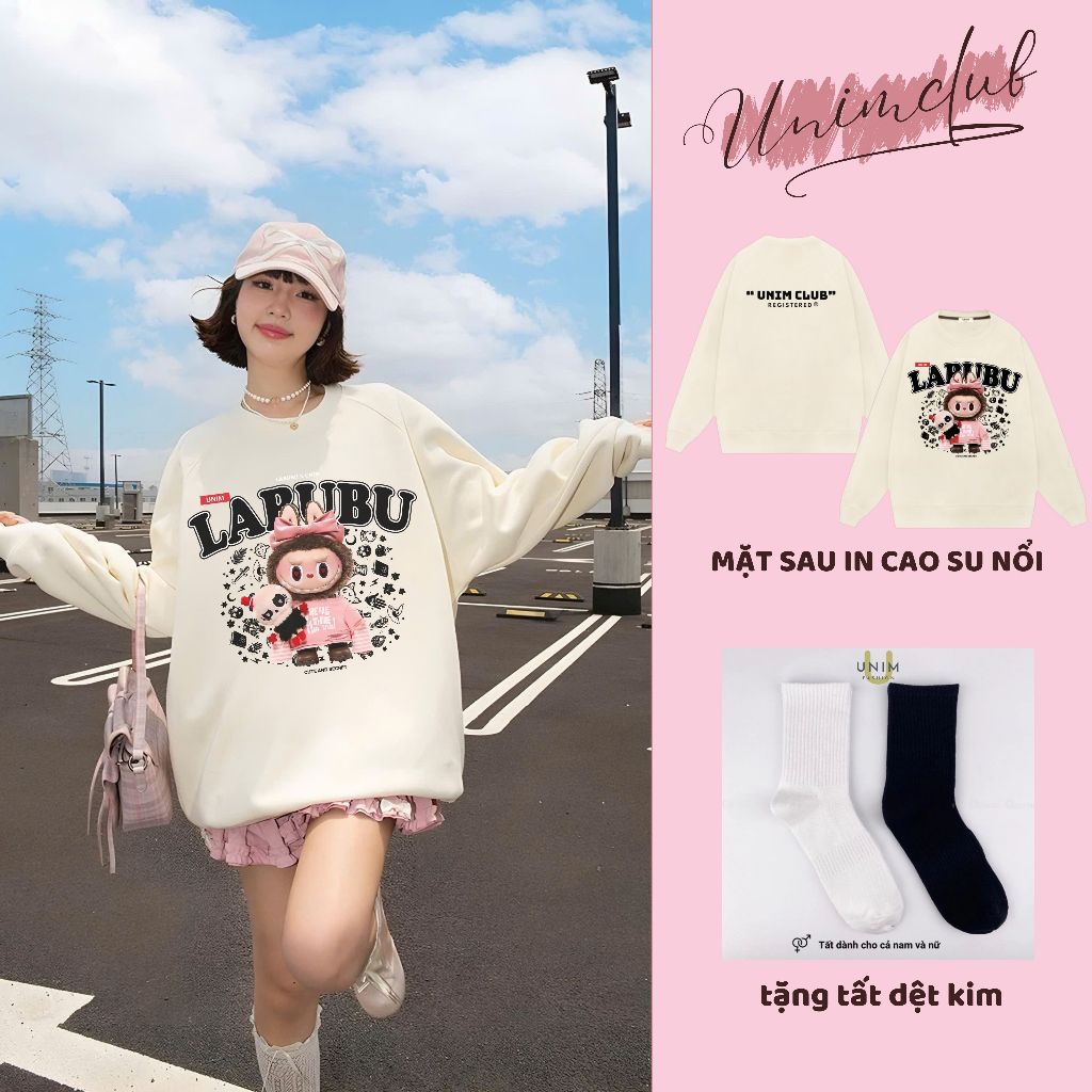 [ Nỉ Chân Cua] Ao Sweater Labubu THE WITCH IN 6D Monsters Hottrend Form Unisex Vải Nỉ Chân Cua 350 Gsm - S03