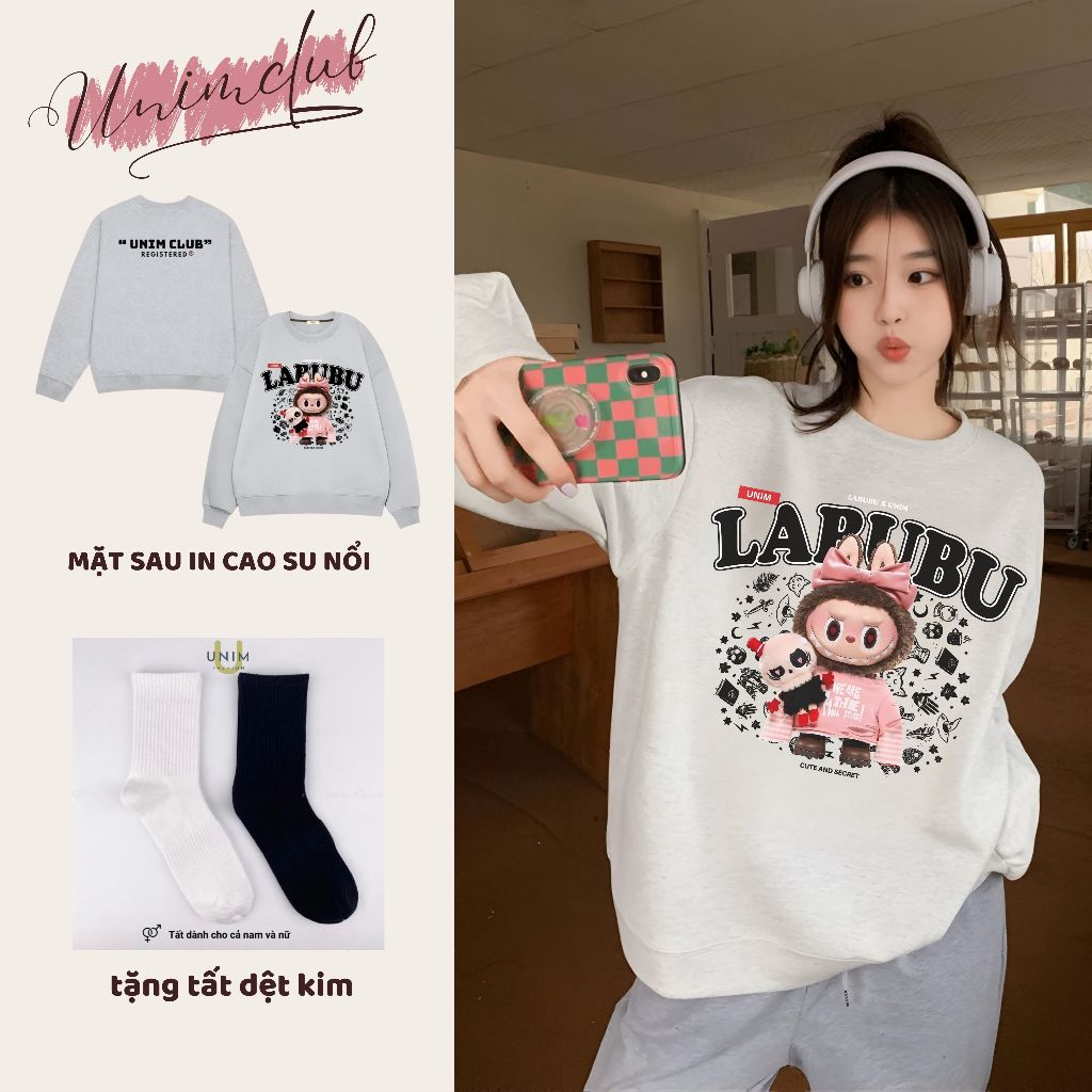 [ Nỉ Chân Cua] Ao Sweater Labubu THE WITCH IN 6D Monsters Hottrend Form Unisex Vải Nỉ Chân Cua 350 Gsm - S03