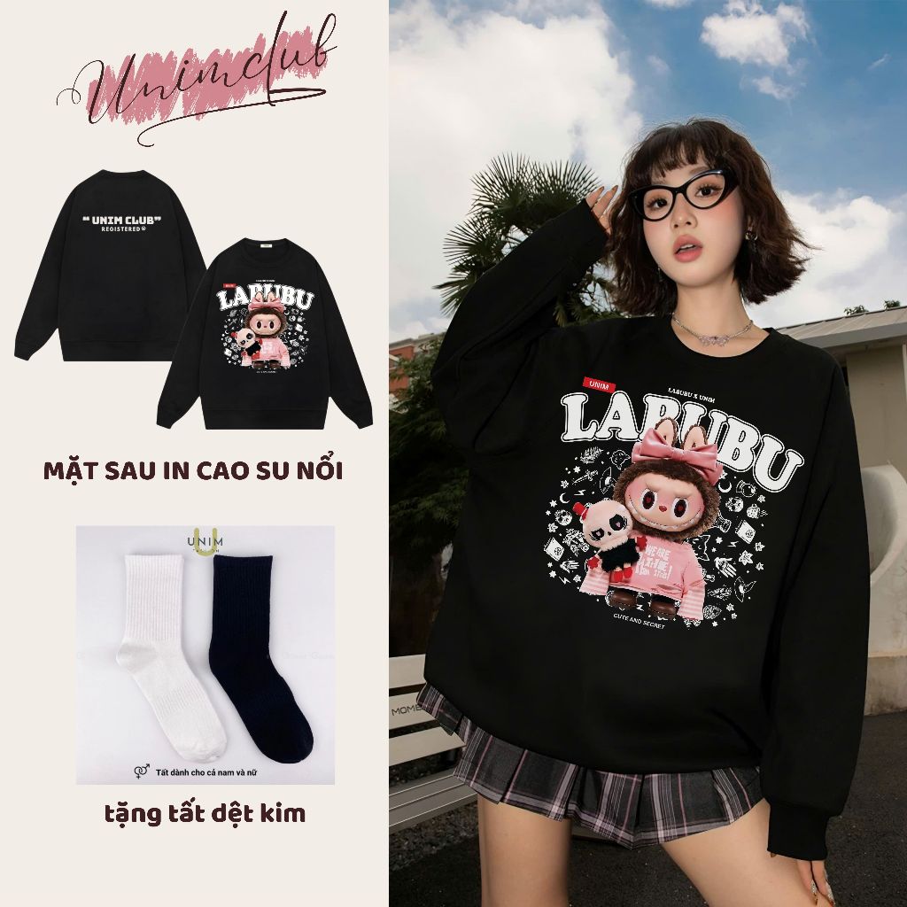 [ Nỉ Chân Cua] Ao Sweater Labubu THE WITCH IN 6D Monsters Hottrend Form Unisex Vải Nỉ Chân Cua 350 Gsm - S03