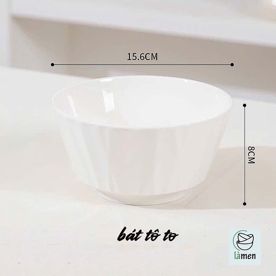 [ Bảo Hành Bể Vỡ ] Bát Sứ Bát Ăn Cơm Màu Trắng Basic Đơn Giản SET010