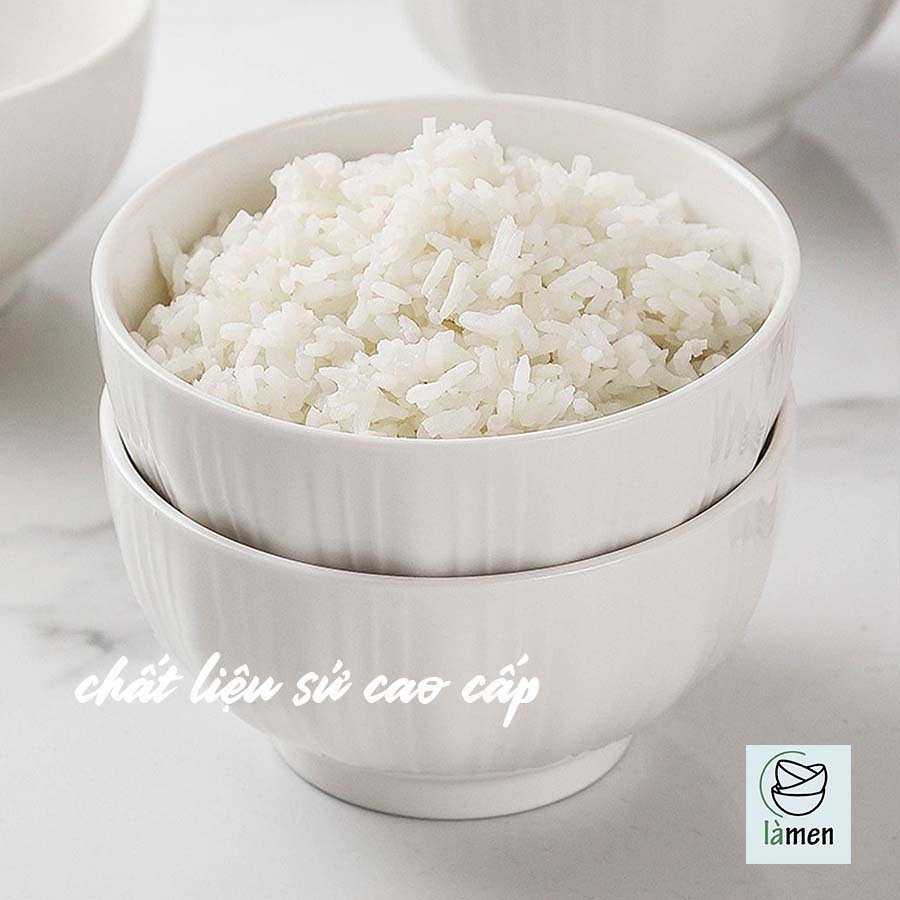 [ Bảo Hành Bể Vỡ ] Bát Sứ Bát Ăn Cơm Màu Trắng Basic Đơn Giản SET010