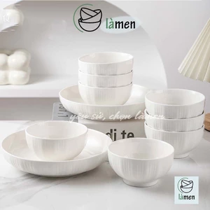Bát Sứ Bát Ăn Cơm Màu Trắng Basic Đơn Giản SET010