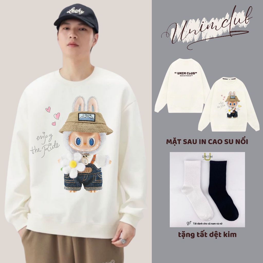 [Nỉ Chân Cua] Áo Sweater Labubu x UnimClub Form Unisex Nỉ Chân Cua Cao Cấp Premium - SWTLABU10