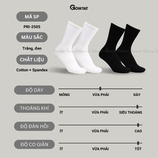 Tất cổ cao phong cách basic GOMTAT, vớ nam nữ chất liệu cotton co giãn bền form - PRI-2505-1DOI