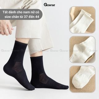 Hộp 5 đôi tất nam nữ cổ cao GOMTAT thoáng khí, vớ trơn chất cotton khử mùi êm chân - PRI-2505-CB5