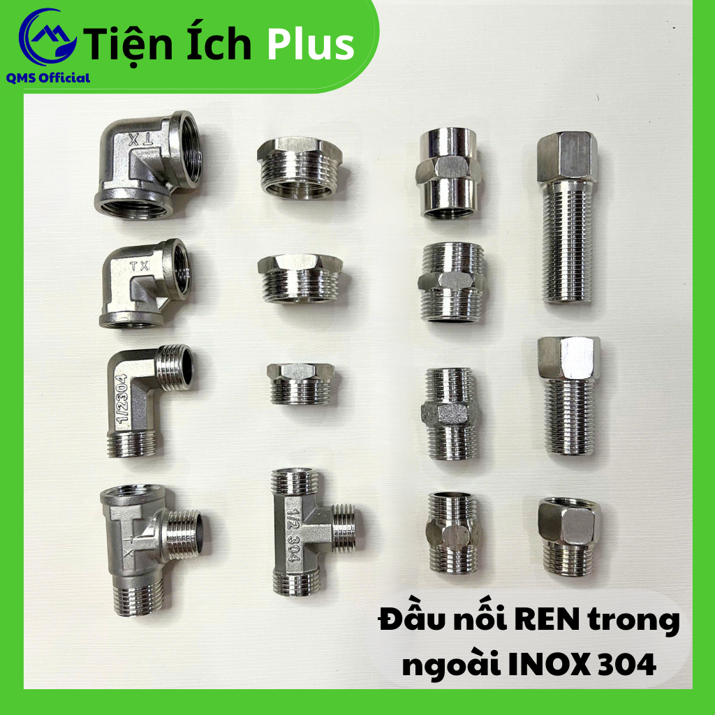 Đầu nối ren INOX 304, Lơ kép Co Cút Tê Măng Xông Đầu Bịt Ren trong ...