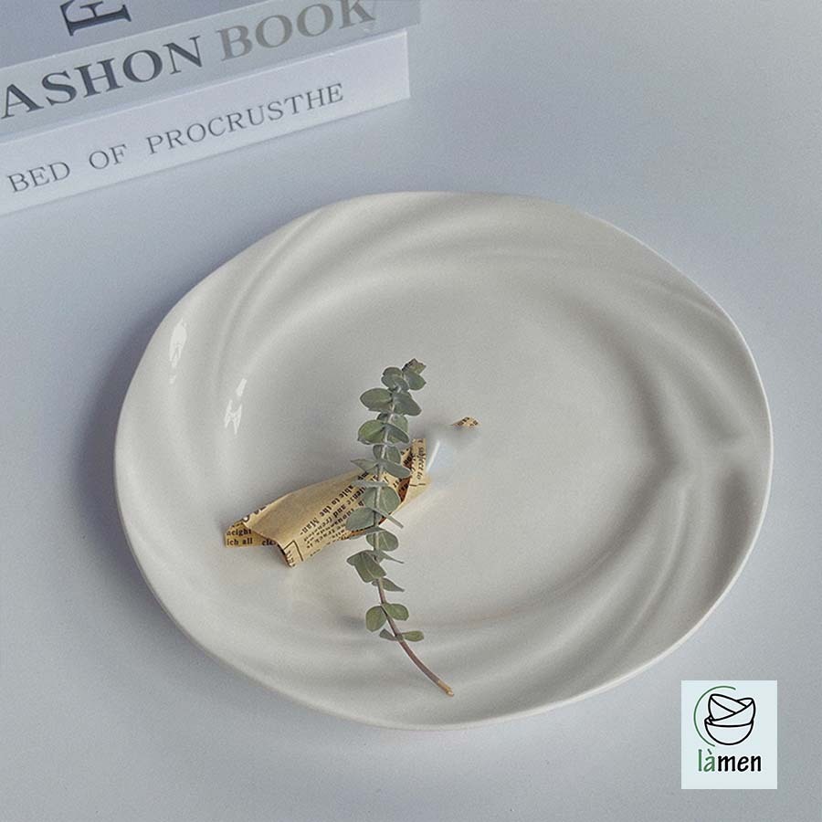 [ Bảo Hành Bể Vỡ ] Đĩa Sứ Tròn Cao Cấp, Phong Cách Vintage Đơn Giản, Decor Siu Xinh DIA107