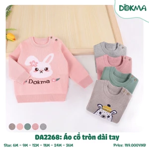 Áo Len Cổ Tròn Dài Tay Dokma Hoạ Tiết Đáng Yêu Cho Bé DA2268