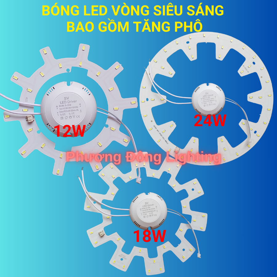 Bóng LED vòng Dùng thay thế cho Đèn Âm trần - Ốp Trần - Đèn hào quang 12W - 18W - 24W Siêu Sáng