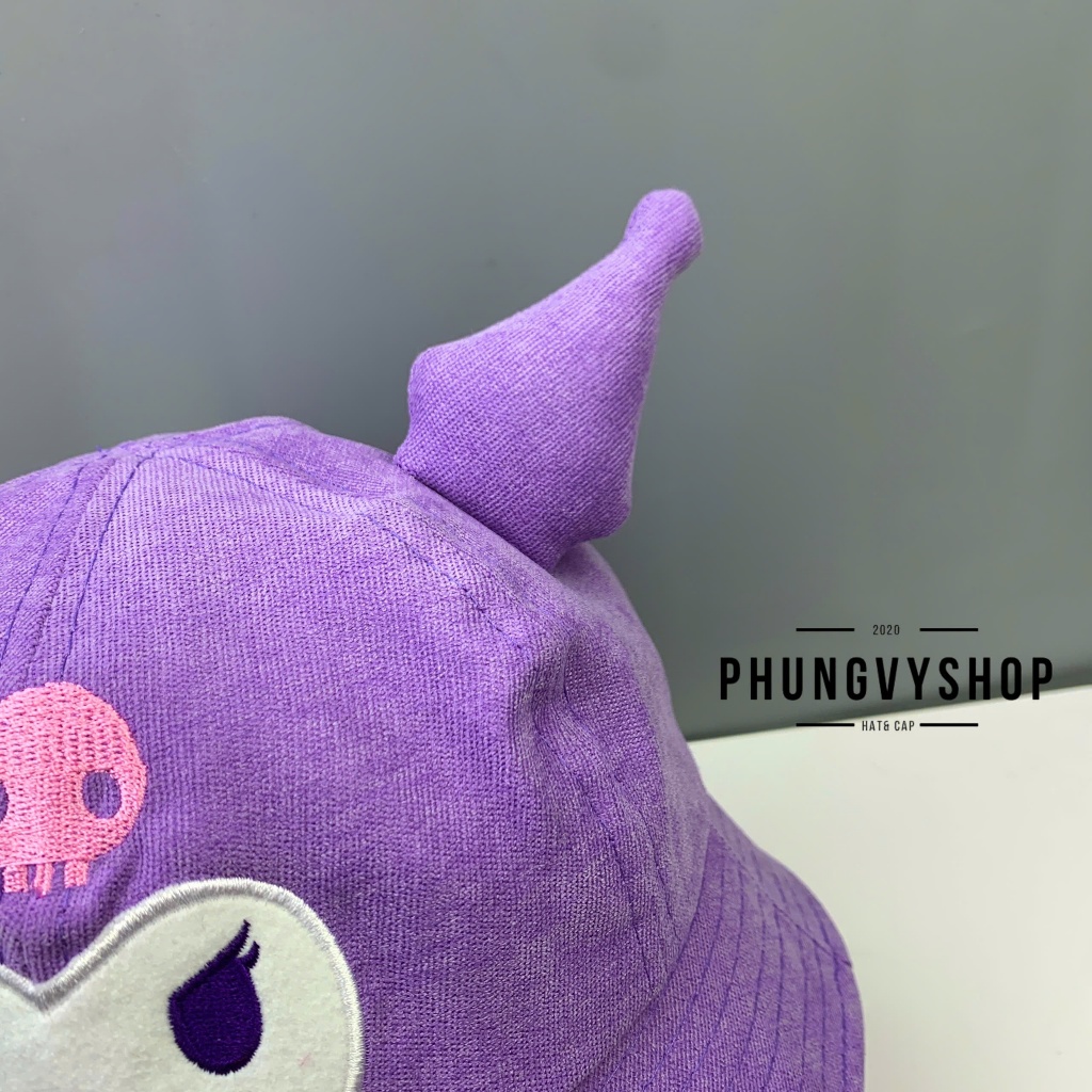 Bé 2-5 Tuổi/Vđ 52cm_Mũ bucket tai bèo vành trai gái trẻ em phungvyshop-nón /Bo trung Kuromi Múi Sừng Mặt Trắng TeNT /