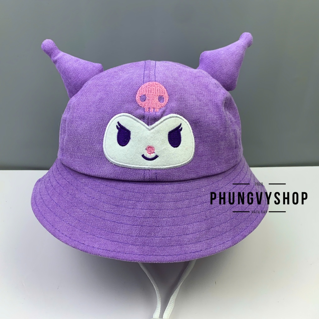 Bé 2-5 Tuổi/Vđ 52cm_Mũ bucket tai bèo vành trai gái trẻ em phungvyshop-nón /Bo trung Kuromi Múi Sừng Mặt Trắng TeNT /