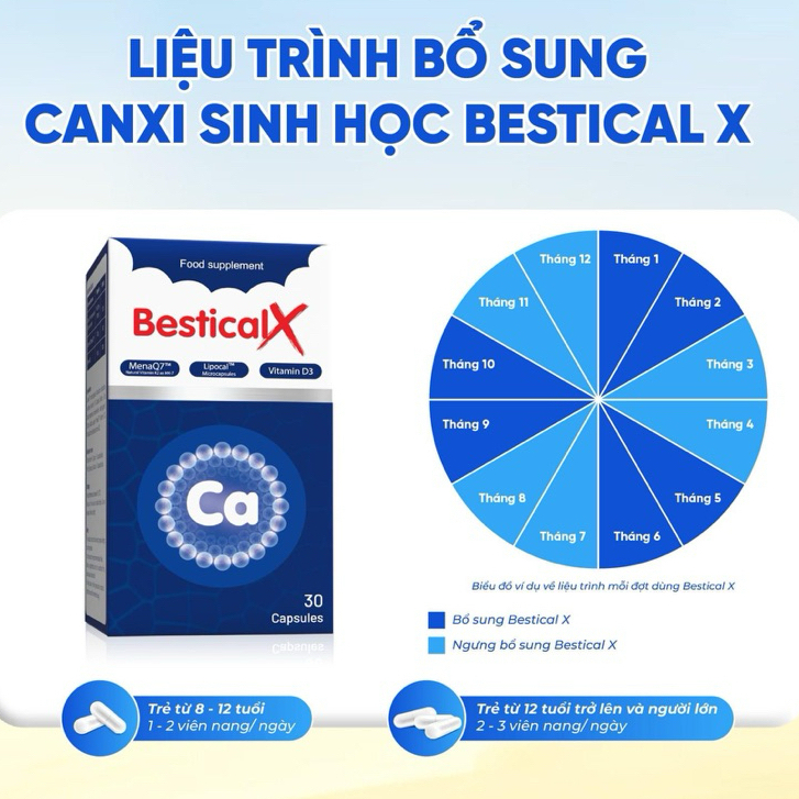 Bestical X - Canxi Sinh Học Dạng Viên Bổ Sung Canxi Cho Mẹ Bầu, Trẻ Đang Trong Giai Đoạn Phát Triển