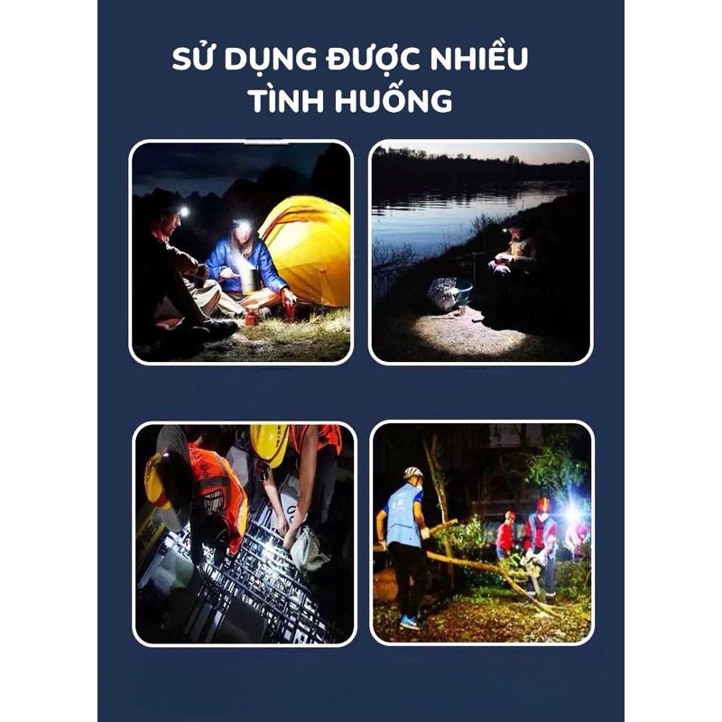 Đèn Pin Đội Đầu Anhlinh Sạc Pin TYPE-C Tích Điện Công Suất Cao Chống Nước Siêu Sáng Mặt Điện Tử Bảo Hành 12 Tháng