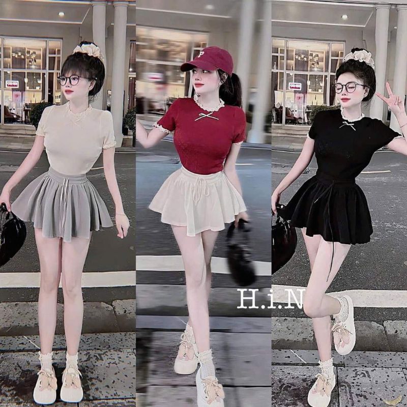 [ Hàng Mới Về ] TỔNG HỢP CÁC SÉT QUẦN ỐNG LOE  + MIX ÁO PHÔNG-  in hình chiếc nơ HỒNG