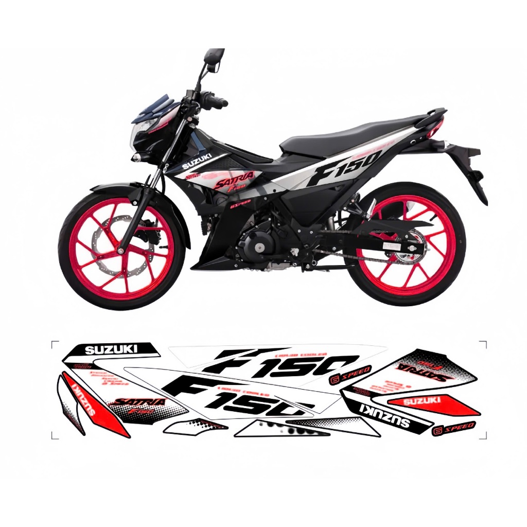 Tem rời SATRIA F150, cao cấp, chất liệu in 3 lớp PPF, chống nước, không phai màu, nhãn dán.