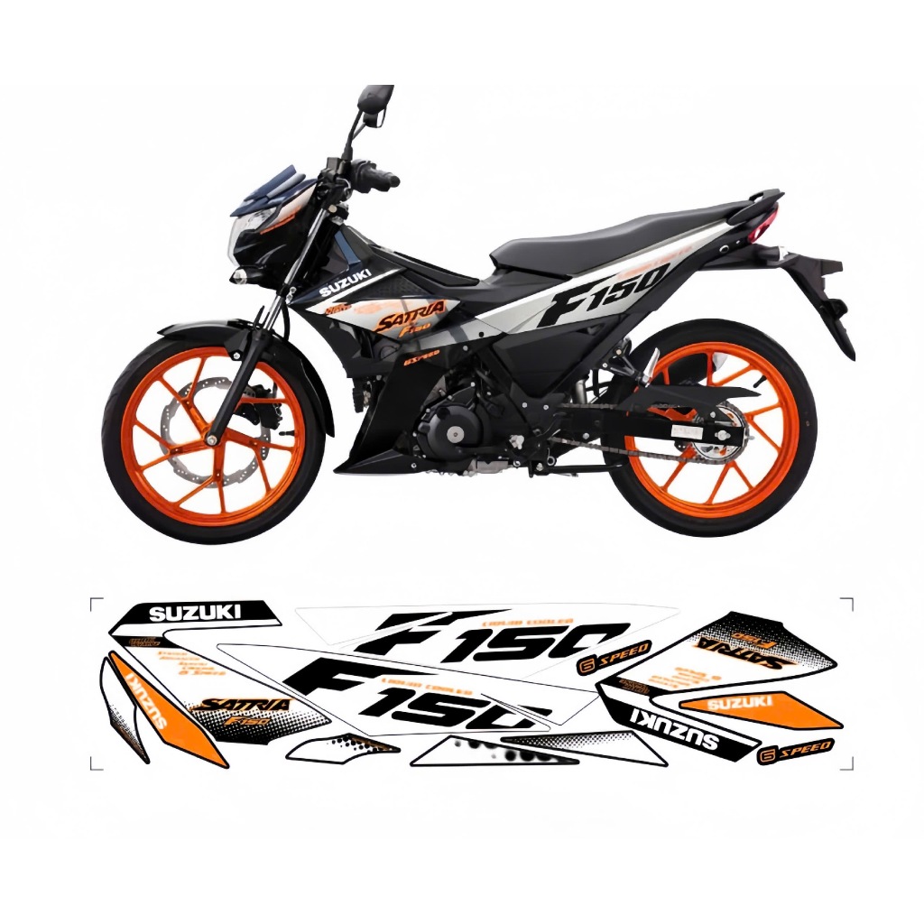 Tem rời SATRIA F150, cao cấp, chất liệu in 3 lớp PPF, chống nước, không phai màu, nhãn dán.