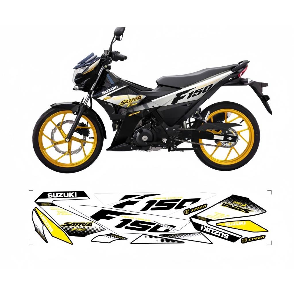 Tem rời SATRIA F150, cao cấp, chất liệu in 3 lớp PPF, chống nước, không phai màu, nhãn dán.