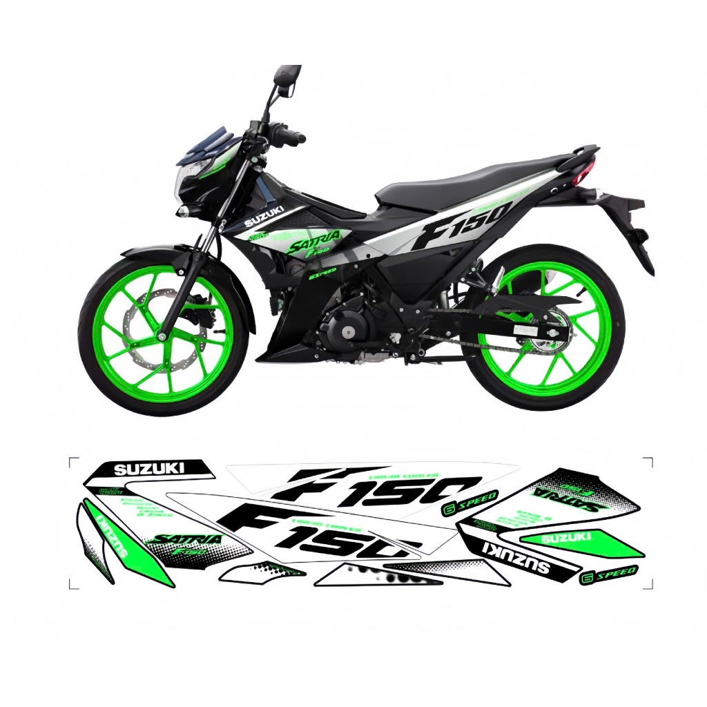 Tem rời SATRIA F150, cao cấp, chất liệu in 3 lớp PPF, chống nước, không phai màu, nhãn dán.
