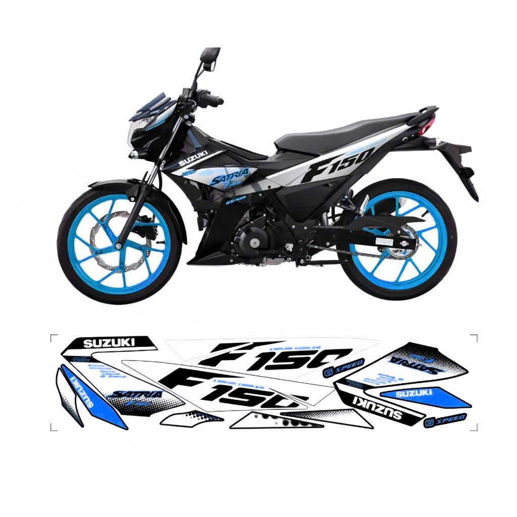 Tem rời SATRIA F150, cao cấp, chất liệu in 3 lớp PPF, chống nước, không phai màu, nhãn dán.