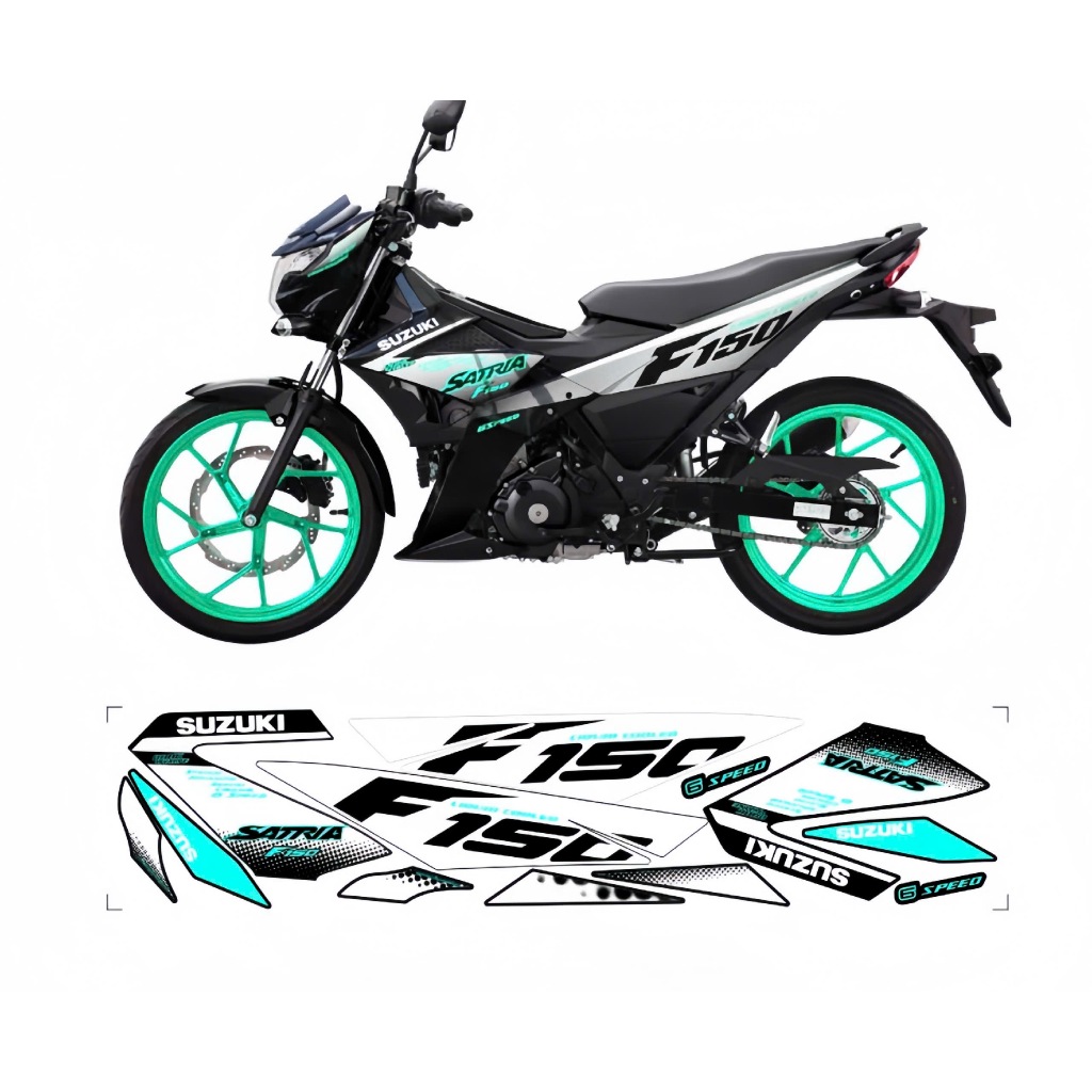 Tem rời SATRIA F150, cao cấp, chất liệu in 3 lớp PPF, chống nước, không phai màu, nhãn dán.