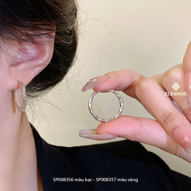 Bông tai nữ chuôi bạc 925 Eleanor Accessories viền xoắn basic phụ kiện trang sức khuyên tai 8356