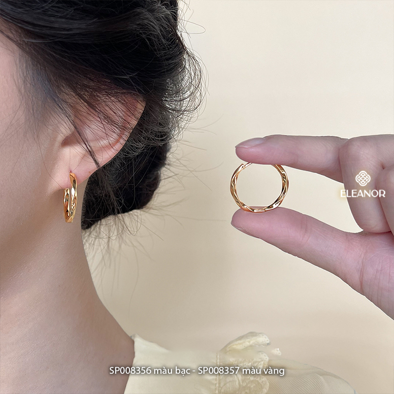 Bông tai nữ chuôi bạc 925 Eleanor Accessories viền xoắn basic phụ kiện trang sức khuyên tai 8356